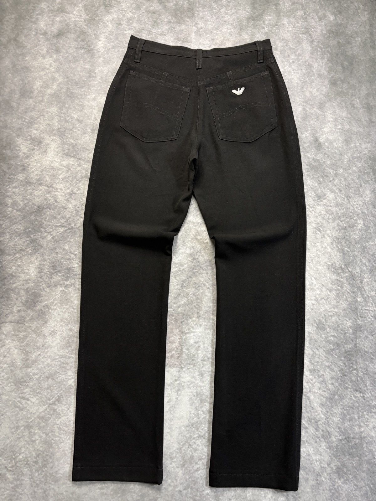 Emporio Armani × Giorgio Armani × Vintage Vintage Armani Jeans Black Trousers 1990s 2000s Wool Italy Size 26" / US 2 / IT 38 - 17 Thumbnail