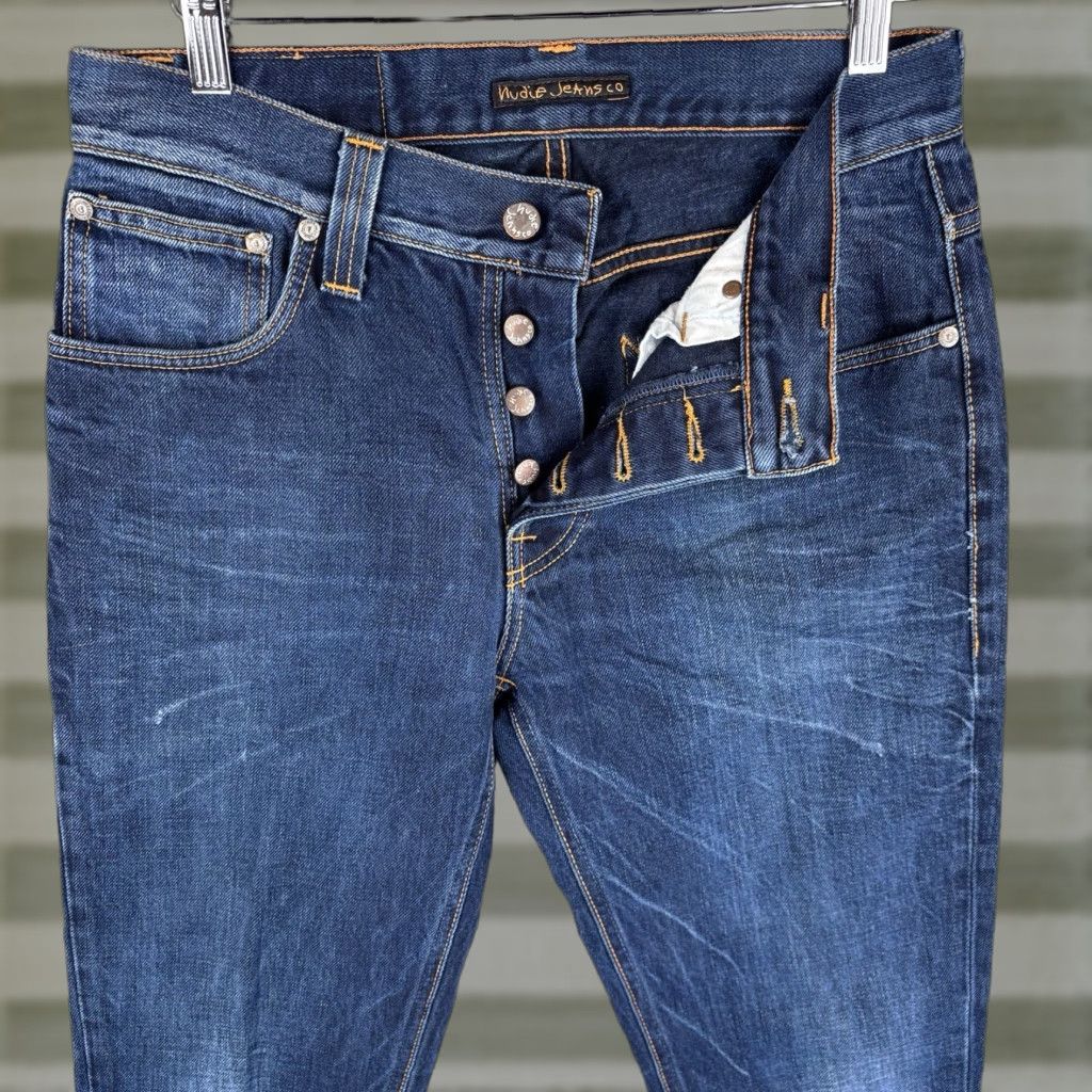 Nudie Jeans Nudie Jeans Grim Tim Jeans 30x32 Slim Straight Raw Denim Blue Button Fly Men Size US 30 / EU 46 - 1 Thumbnail