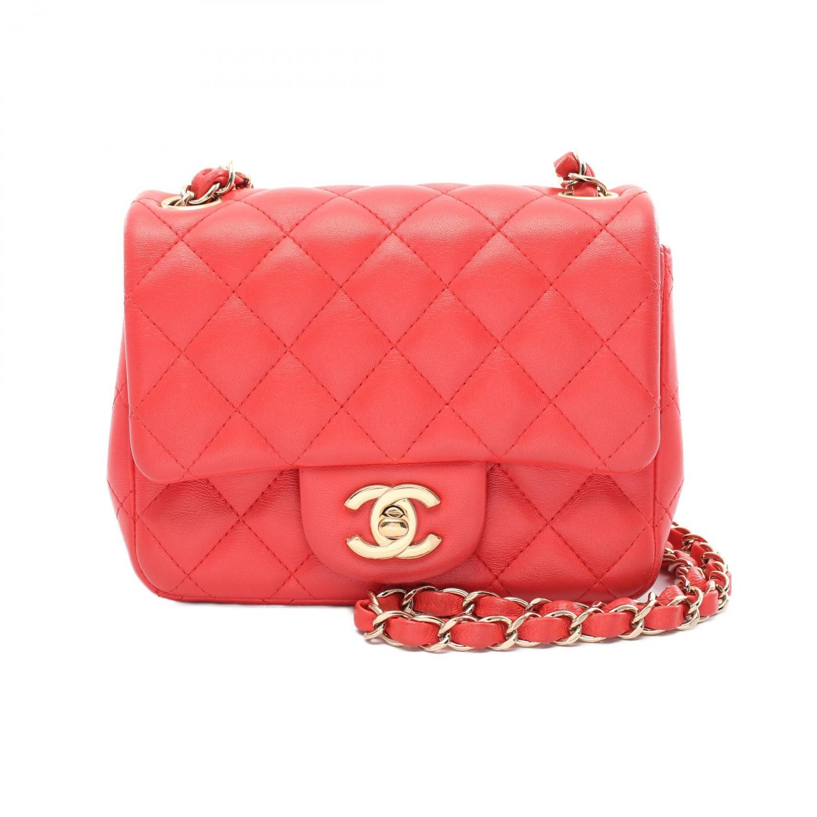 Chanel Chanel Mini Matelasse Lambskin Shoulder Bag Leather Shoulder Bag A35200 in Red, Women's