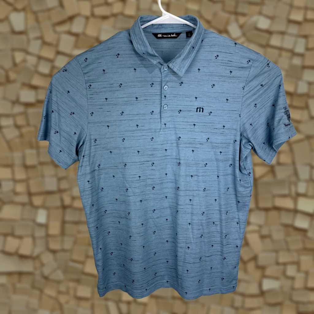 TravisMathew Travis Mathew Golf Polo Shirt Men's XL Palm Tree Blue Pima Cotton Blend Size US XL / EU 56 / 4 - 1 Thumbnail