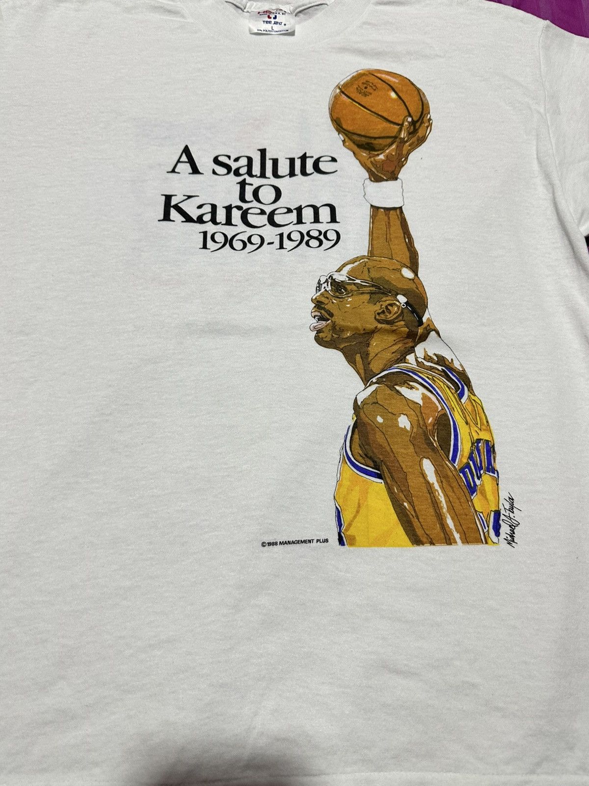 NBA Vintage 80s Kareem abd jabbar Lakers basketball tee Size US L / EU 52-54 / 3 - 4 Thumbnail