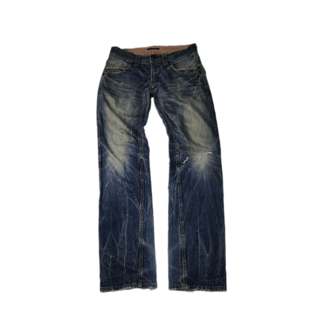 Blue Blue Japan 🇯🇵 90s Blue Way Distressed Denim Mud Wash Pants Size US 30 / EU 46 - 1 Thumbnail
