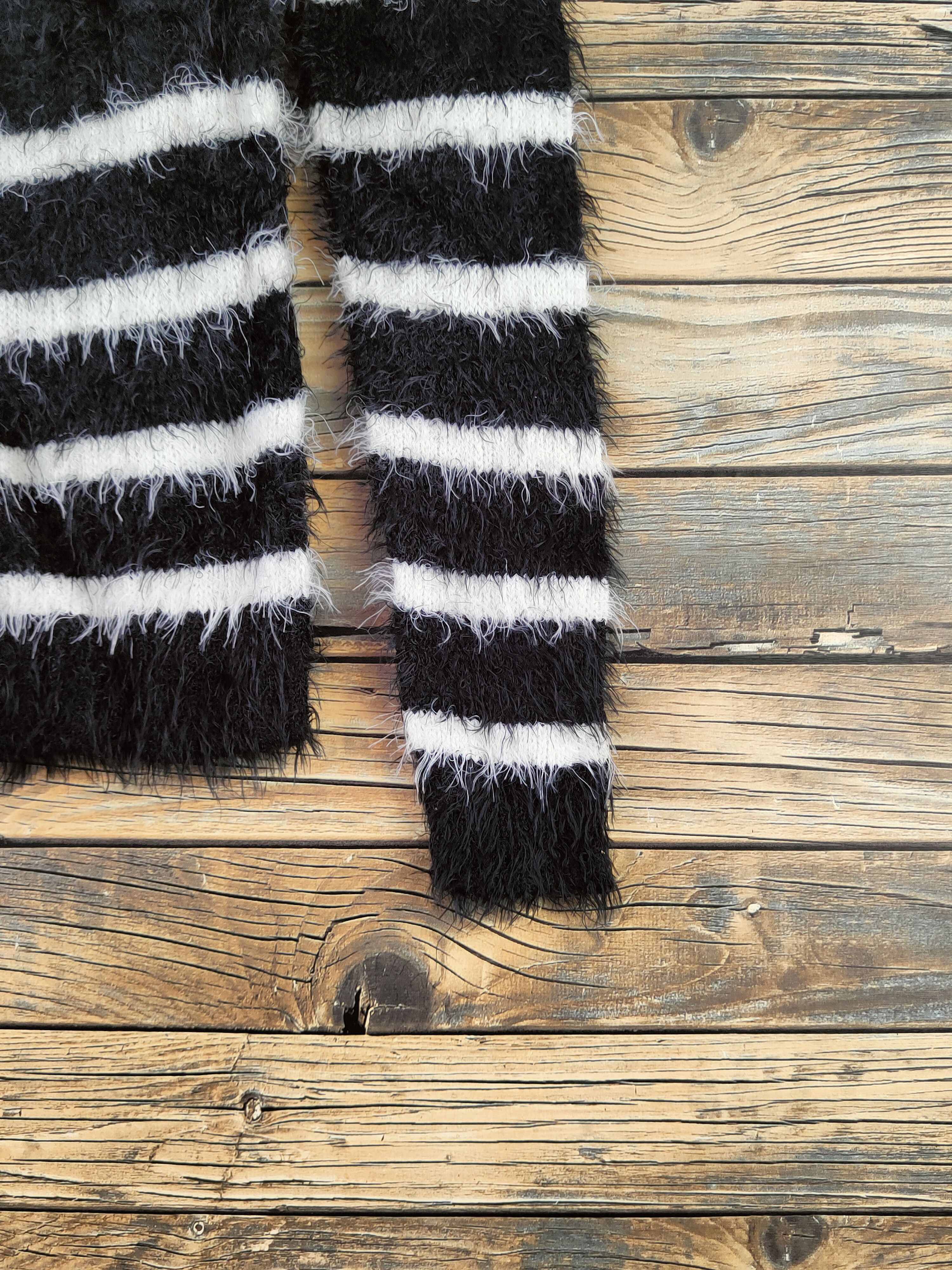 Japanese Brand DL Avail Jean Black White Fur Mohair Knitwear #46-924 Size M / US 6-8 / IT 42-44 - 6 Thumbnail
