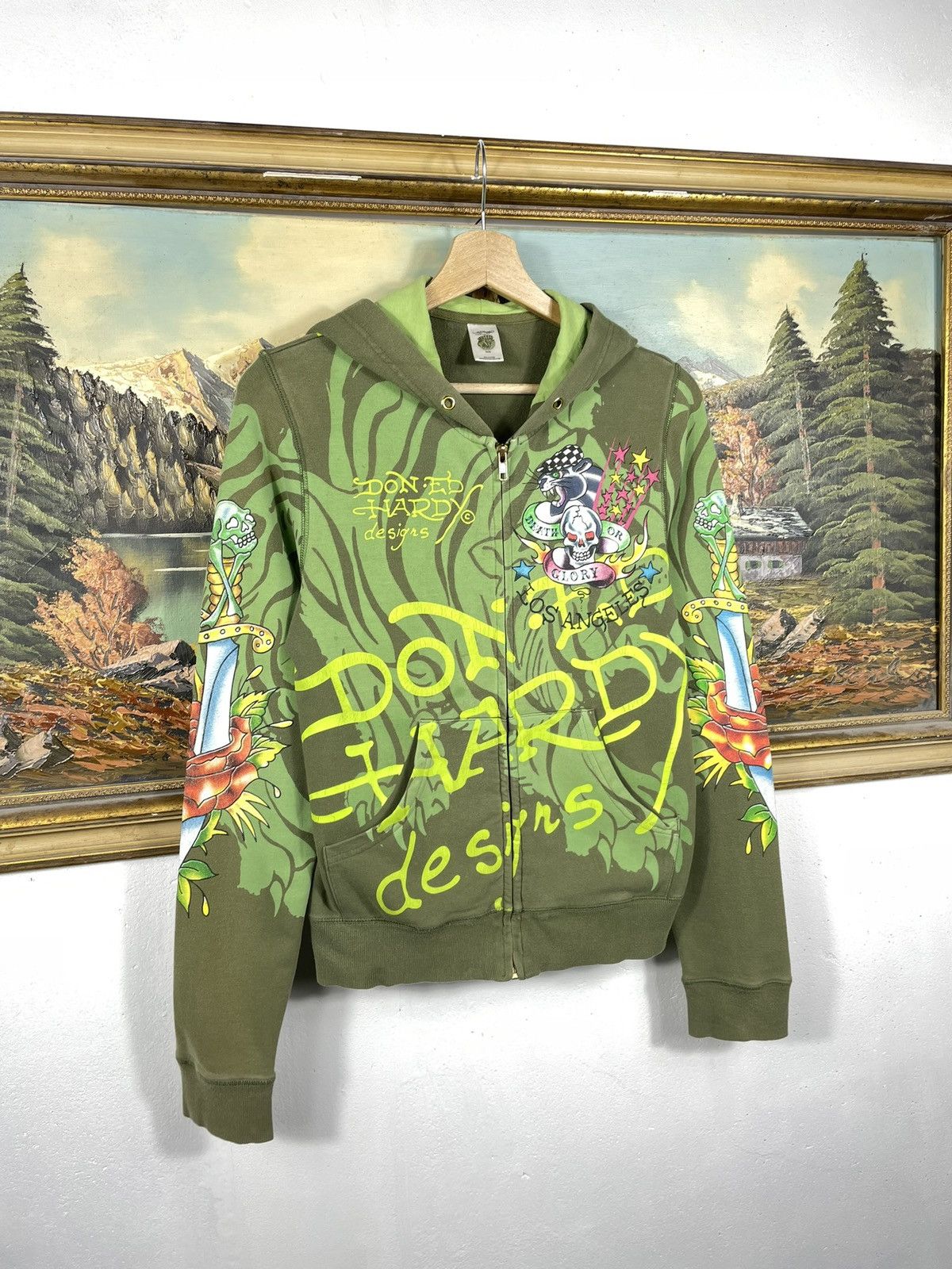 Christian Audigier Ed Hardy Retro 00s Hoodie With Crystals Affliction Grunge Size S / US 4 / IT 40 - 4 Thumbnail