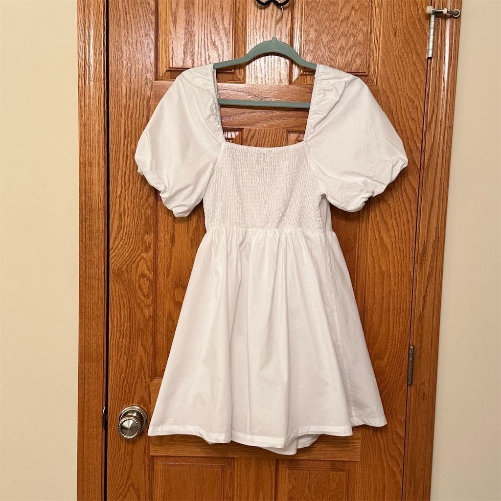 Other Paper Moon Women's White Puff Sleeve Sweetheart Mini Dress Size S / US 4 / IT 40 - 5 Thumbnail