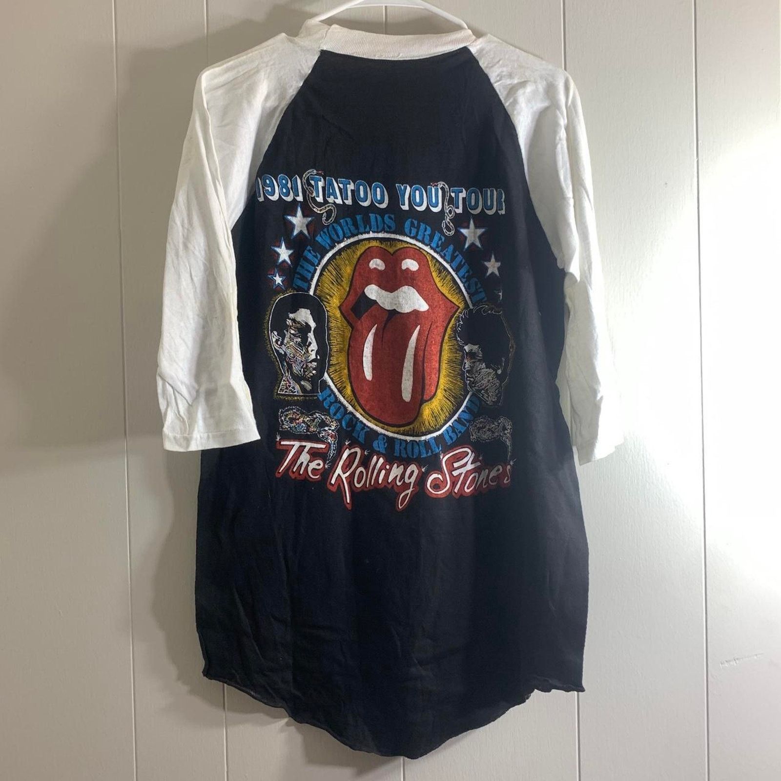 Vintage 1981 ROLLING STONES Tattoo You Tour 3/4 sleeve tee shirt XL Size US XL / EU 56 / 4 - 6 Thumbnail