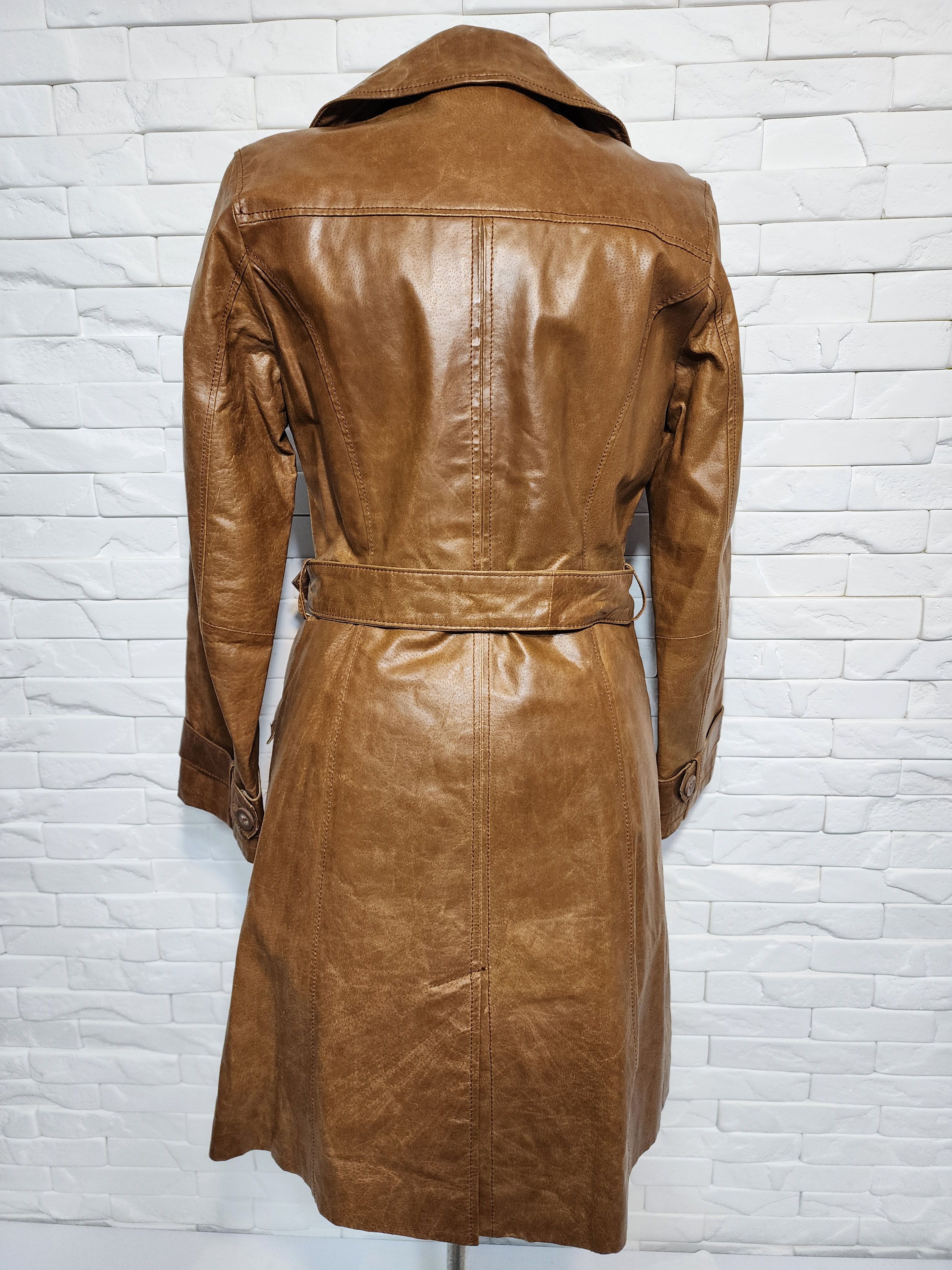 Designer Women's brown genuine leather raincoat. Size M / US 6-8 / IT 42-44 - 5 Thumbnail