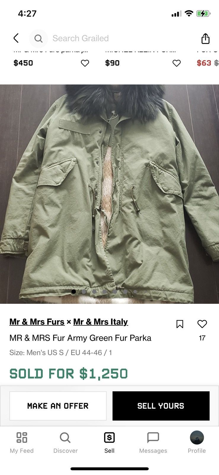 MR & MRS ITALY Authenti Mr & Mrs Italy Kayote Fur Army Green Parka Jacket Size US XXS / EU 40 - 2 Thumbnail