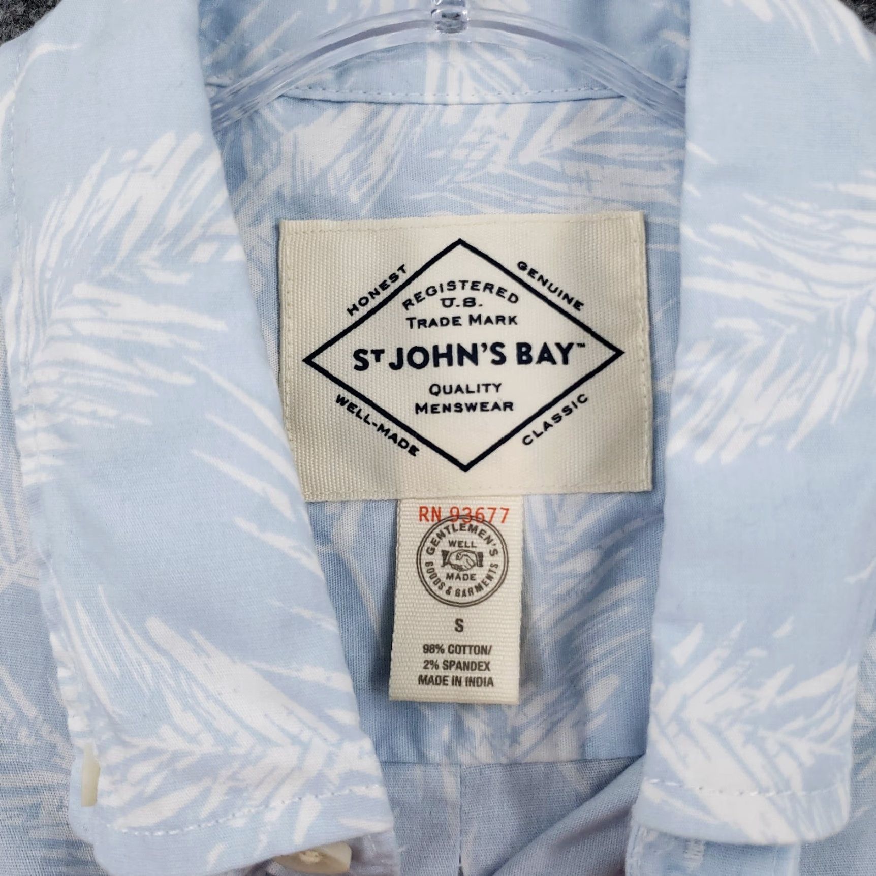 Vintage NEW St. John Bay Shirt Mens S Small Blue Paisley Palm Tree Button-Down Short NWT Size US S / EU 44-46 / 1 - 7 Thumbnail
