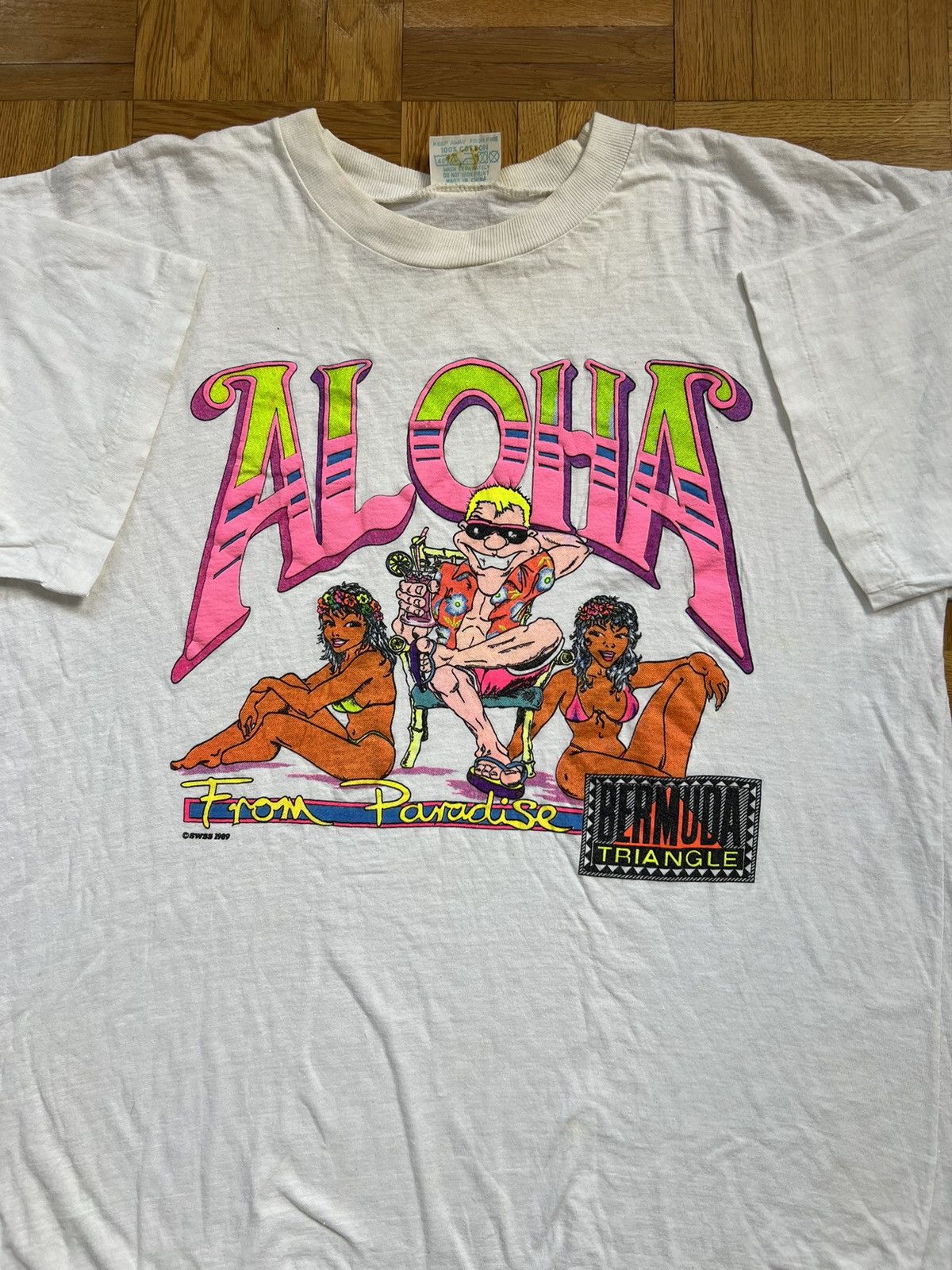 Vintage Rare Tshirt Aloha From Paradise 1989 Vintage 80’s Size US XL / EU 56 / 4 - 1 Thumbnail