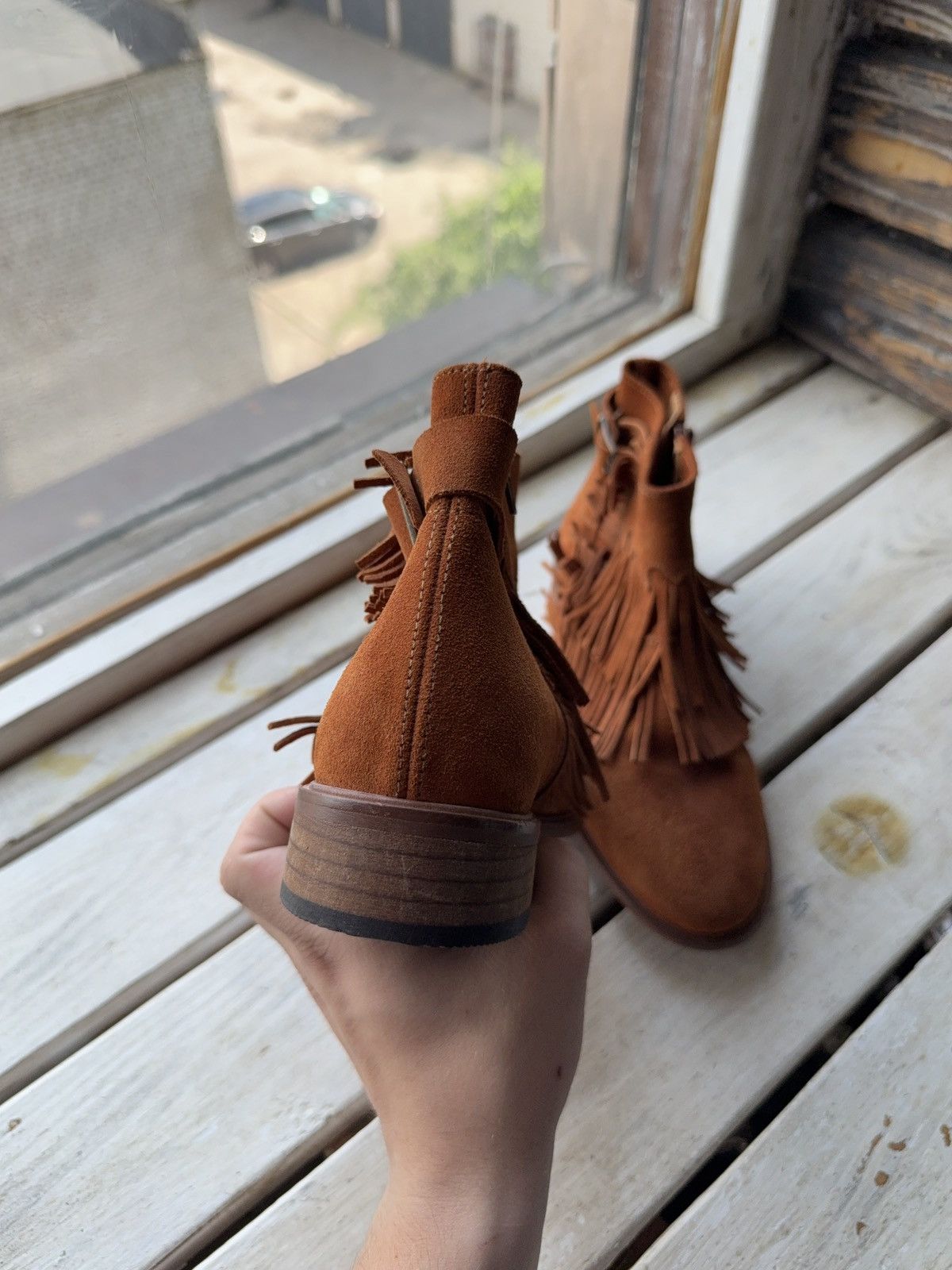Made in Spain Suede Fringe Ankle Boots Western Cowgirl Style