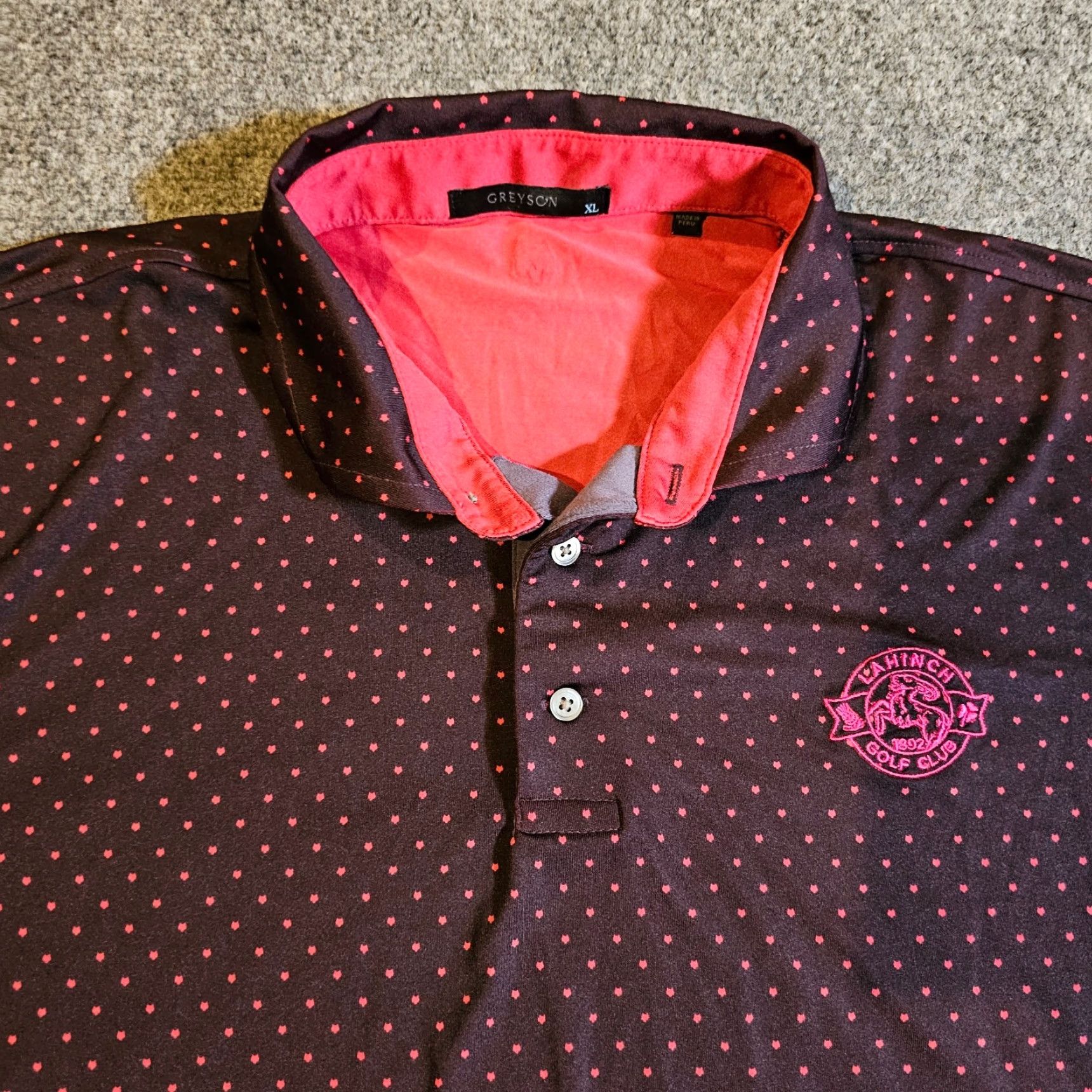 Vintage Greyson Polo Shirt Mens XL Red Black Polka Dot Golf Short Sleeve Stretch Casual Size US XL / EU 56 / 4 - 2 Thumbnail