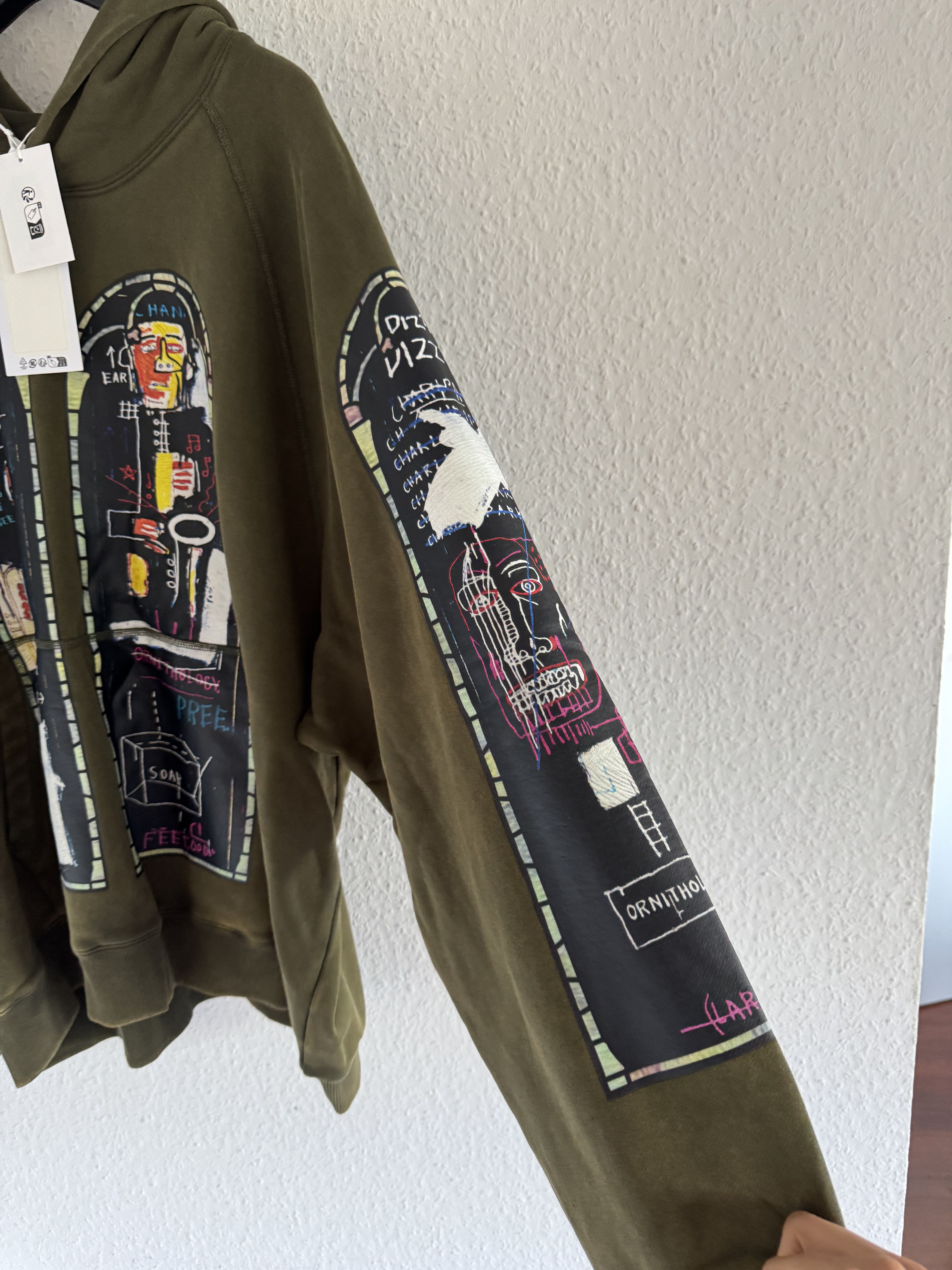 H&M × Jean-Michel Basquiat × Who Decides War Olive Graphic Hooded Sweatshirt Size US XXL / EU 58 / 5 - 9 Thumbnail
