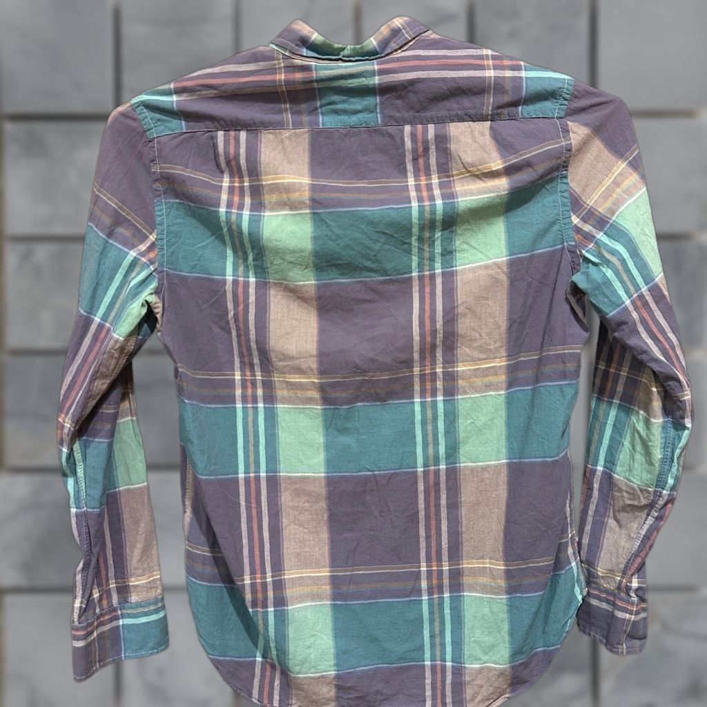 Club Monaco Club Monaco Shirt Men XL 100% Cotton Purple Green Brown Slim Fit Plaid Preppy Button-Up Casual Professional (No extra text) Size US XL / EU 56 / 4 - 1 Thumbnail