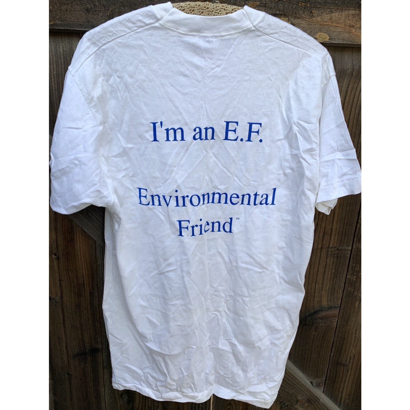 Fruit Of The Loom VINTAGE Charleston Cares I’m an EF Environmental Friend T-Shirt Size XL Men White Cotton Jersey Short Sleeve Graphic Print Size US XL / EU 56 / 4 - 3 Thumbnail