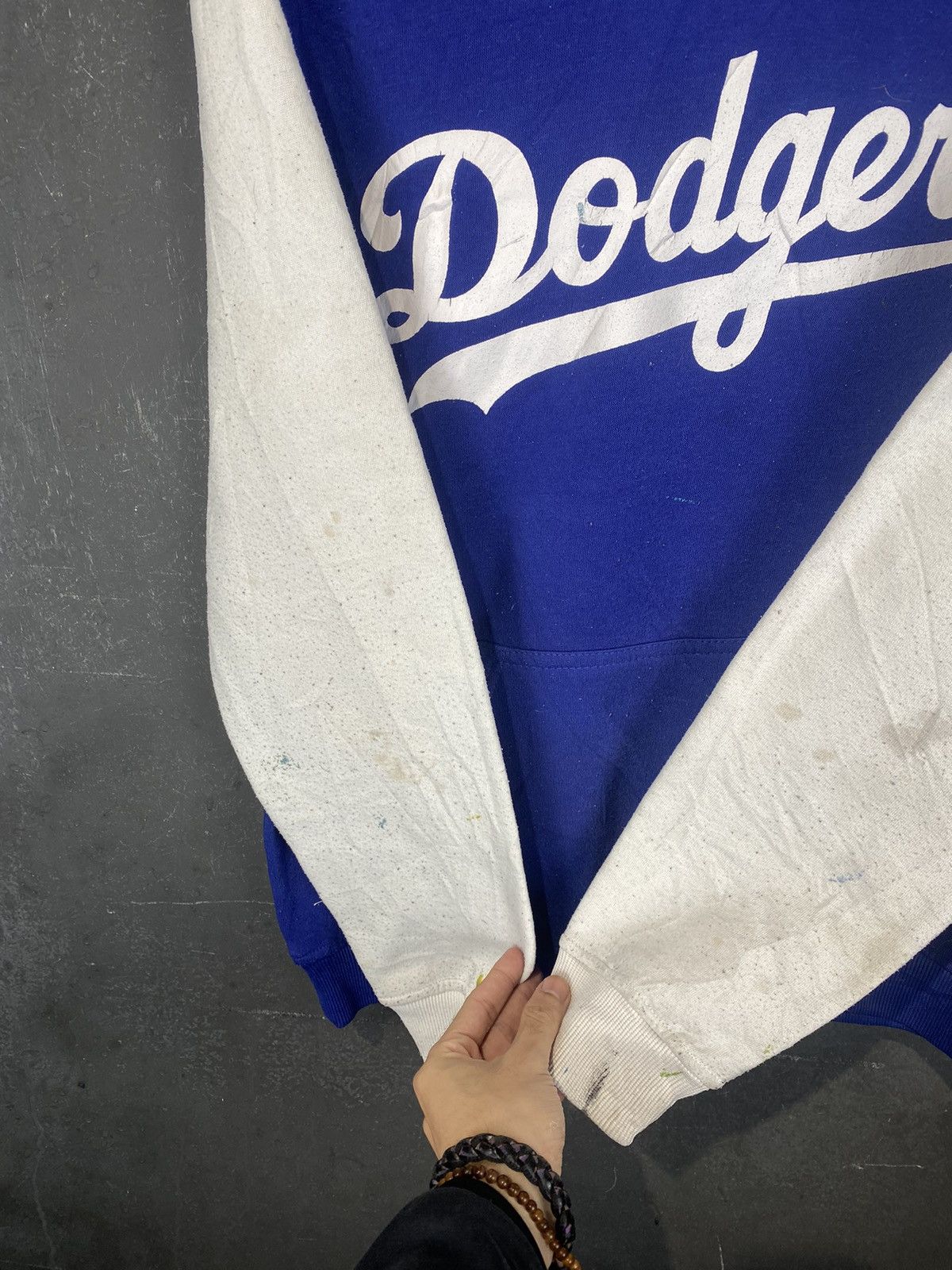 MLB × Vintage 90s MLB Dodgers Thrashed Pullover Hoodie Size US M / EU 48-50 / 2 - 8 Thumbnail