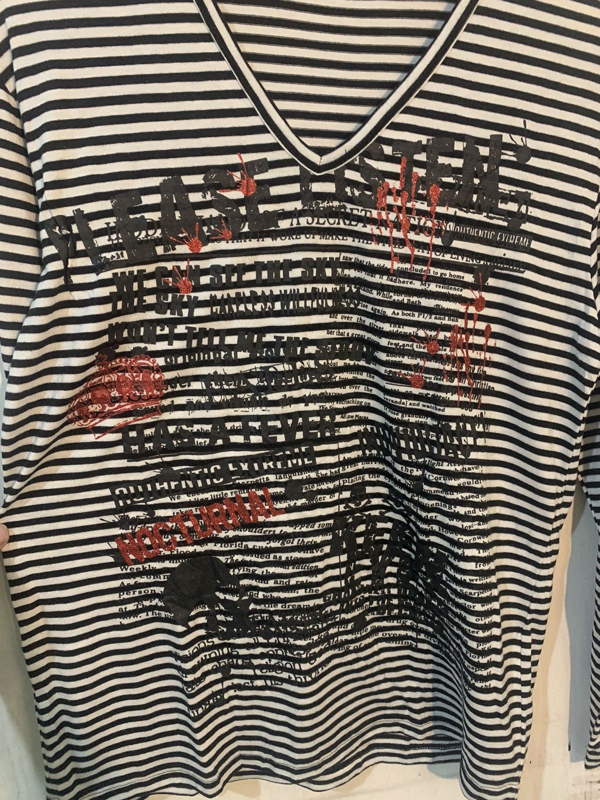 If Six Was Nine × KMRii × Le Grande Bleu (L.G.B.) Japanese poem Long Sleeve striped punk style Size US M / EU 48-50 / 2 - 4 Thumbnail