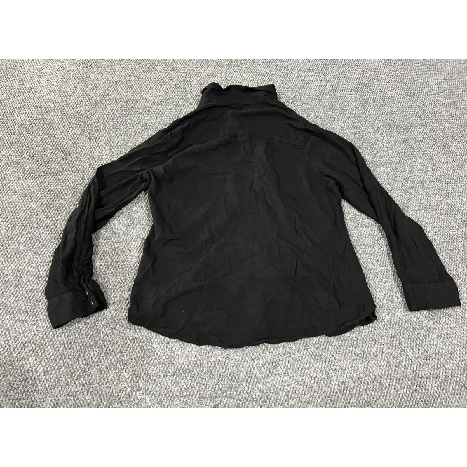Vintage White Stag Shirt Womens Large Black Button-Front Roll Tab Sleeve Lightweight Top Size L / US 10 / IT 46 - 5 Thumbnail