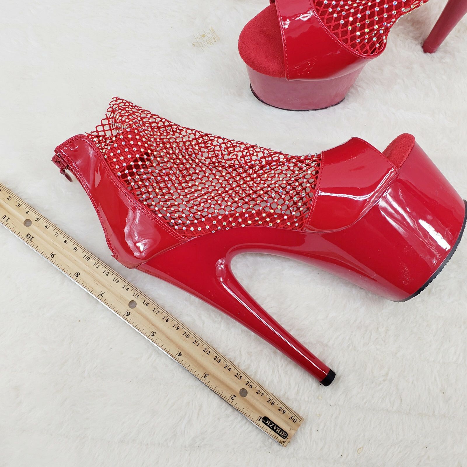 Other Adore 765RM Red Rhinestone Mesh Platform Sandals 7" High Hee Size US 10 / IT 40 - 8 Thumbnail
