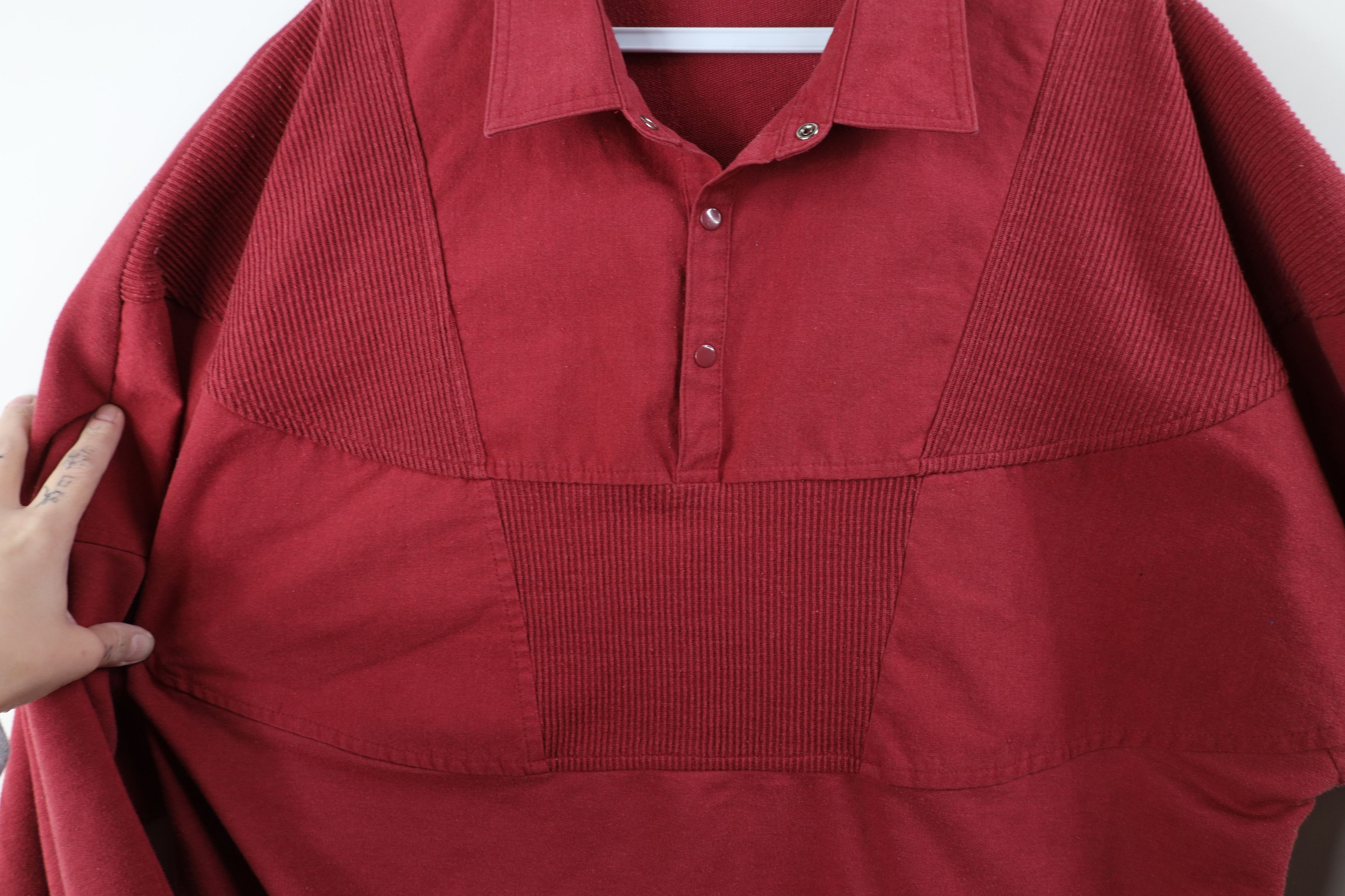 Vintage Vintage 90s Streetwear Ribbed Pullover Long Sleeve Polo Red Size US L / EU 52-54 / 3 - 5 Thumbnail
