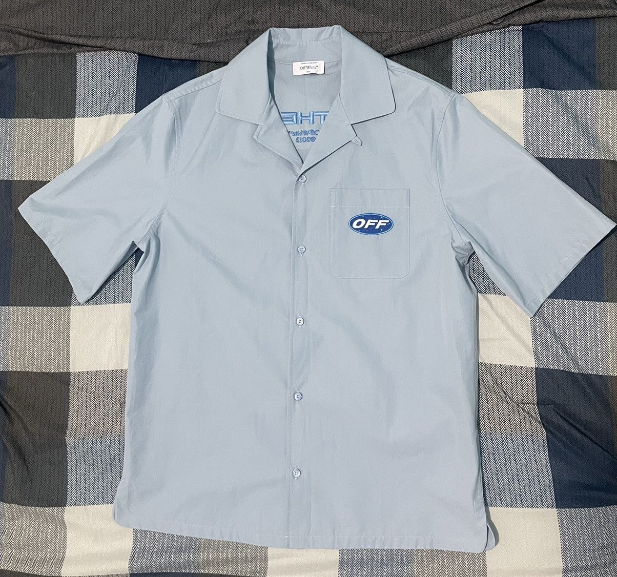 image of Off White Off-White Blue 'on The Go' Shirt, Men's (Size Large)