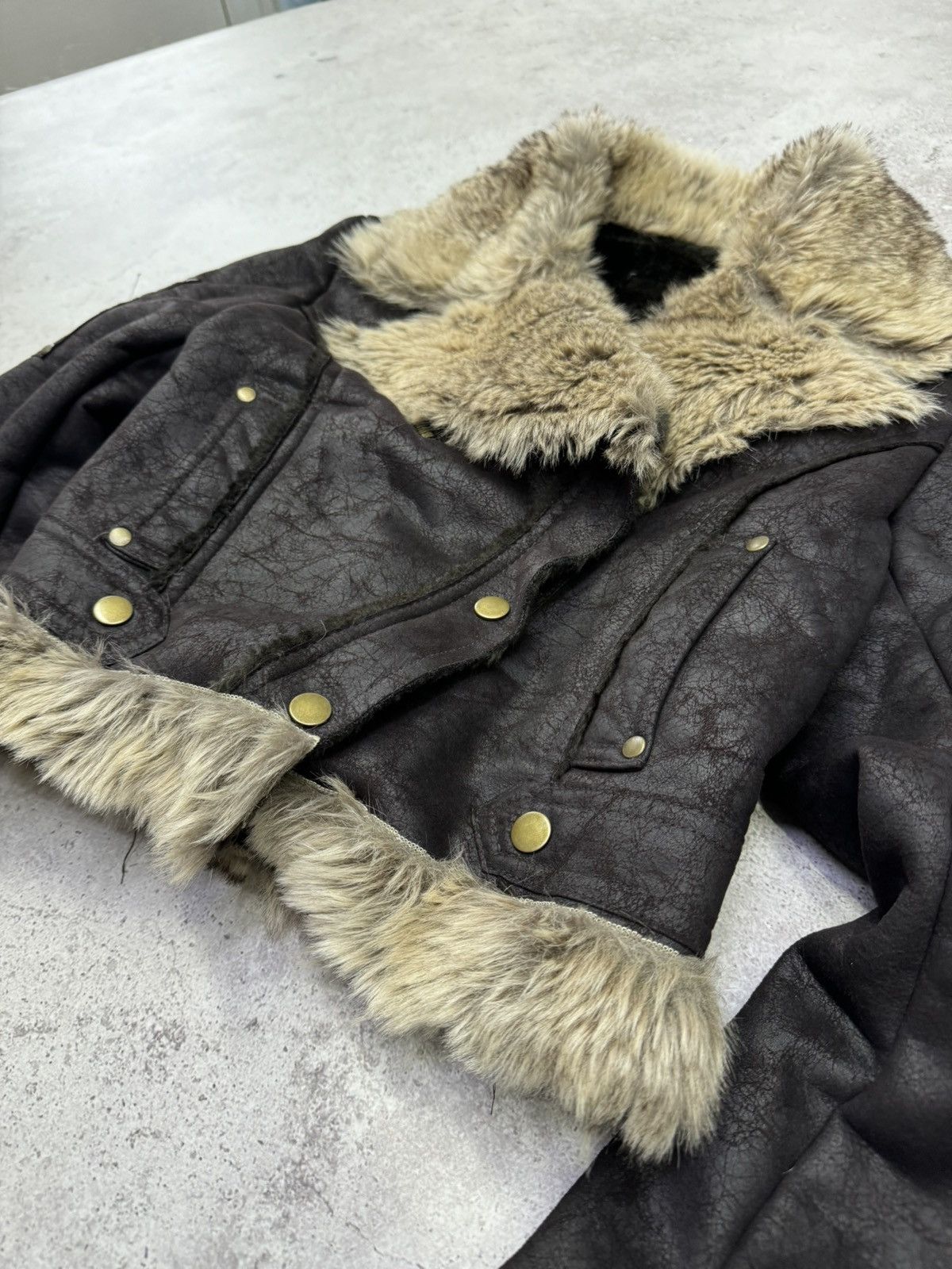 Other Vintage Cropped Faded Suede Fur Jacket Size US S / EU 44-46 / 1 - 5 Thumbnail