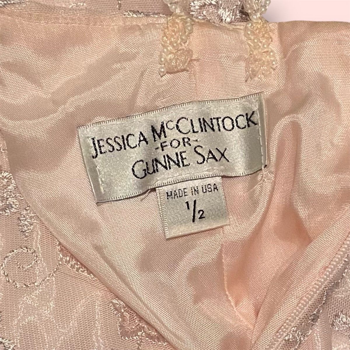Jessica McClintock × Vintage A-line spaghetti strap light pink gunne sax dress Size XS / US 0-2 / IT 36-38 - 6 Thumbnail
