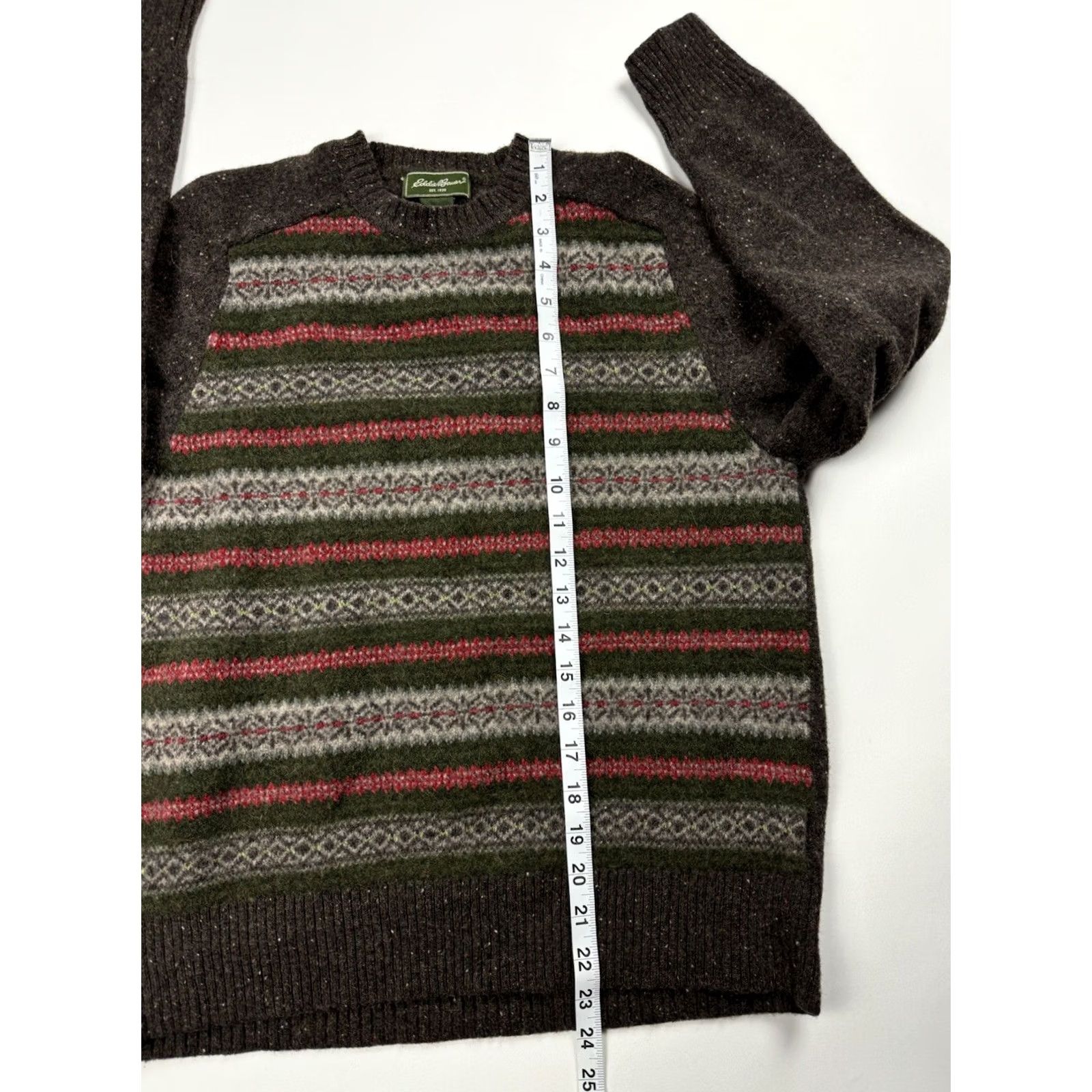 Eddie Bauer Eddie Bauer Fair Isle Pullover Knit Sweater Womens Sz L Camel Lambswool Size L / US 10 / IT 46 - 6 Thumbnail