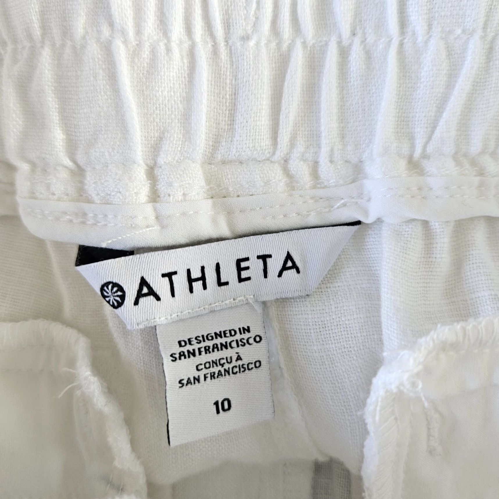 Athleta Athleta Womens Cabo Linen Jogger Sz 10 White High Rise Drawstring Pockets Pants 10 White Jogger Womens Size 32" / US 10 / IT 46 - 7 Thumbnail