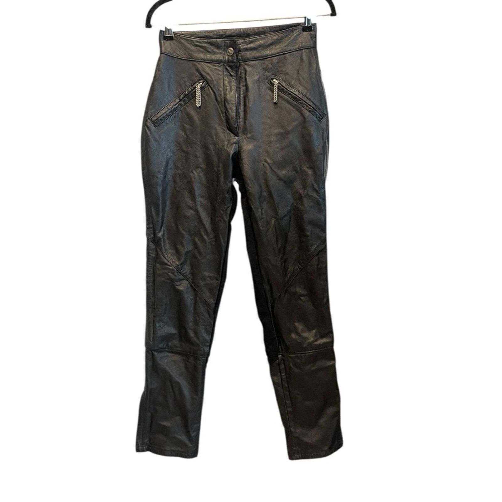 Harley Davidson Harley Davidson Pants: Black Leather Front, Spandex 36/8 Size 36" / US 14 / IT 50 - 1 Thumbnail