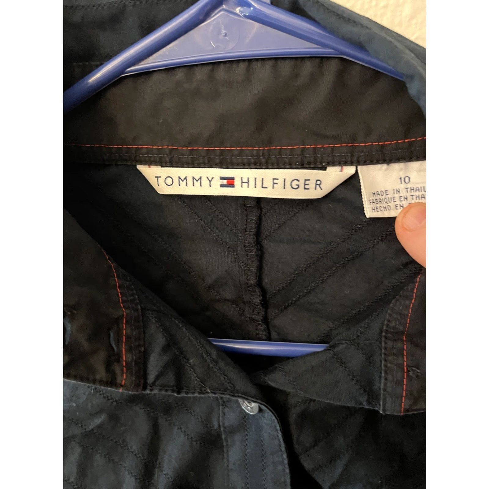 Tommy Hilfiger VINTAGE Tommy Hilfiger Blue Solid Shirt Button Up Cotton Size 10 Women Size L / US 10 / IT 46 - 3 Thumbnail