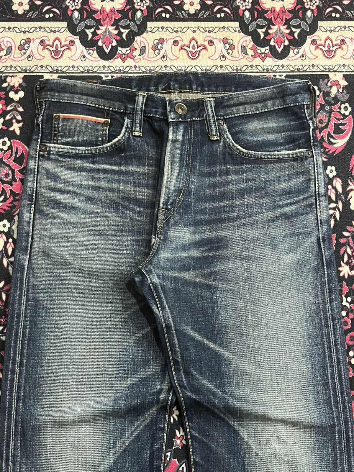 Edwin ⚡️Selvedge⚡️Vintage Edwin 505Z Buckle Back Blue Washed Jeans Size US 29 - 4 Thumbnail