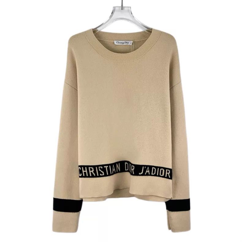 Dior Dior Light brown logo striped cashmere round-neck long-sle Size XS / US 0-2 / IT 36-38 - 1 Thumbnail