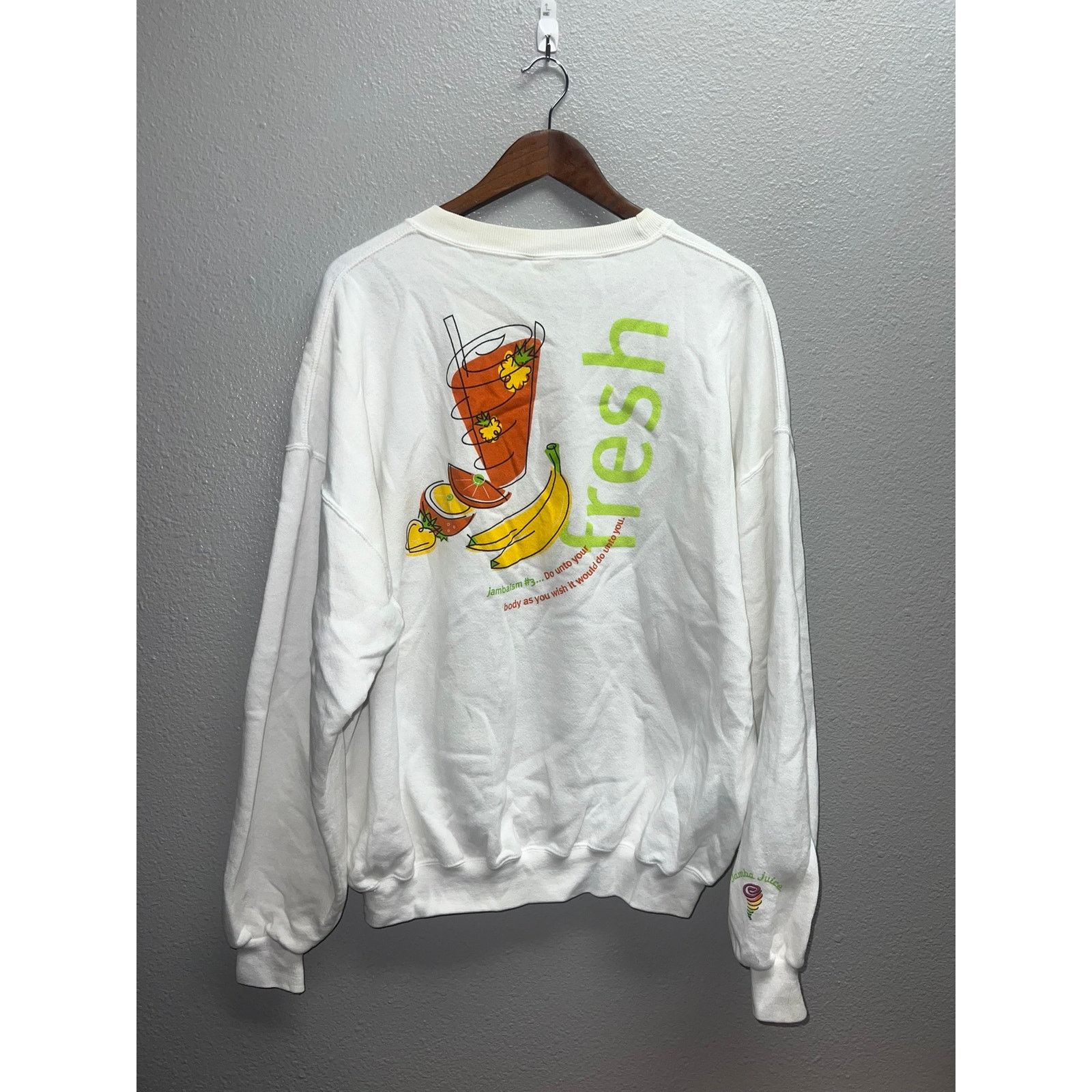 Vintage Vintage Jamba Juice Sweatshirt Natural Crewneck Yellowed 2XL Size US XXL / EU 58 / 5 - 1 Thumbnail