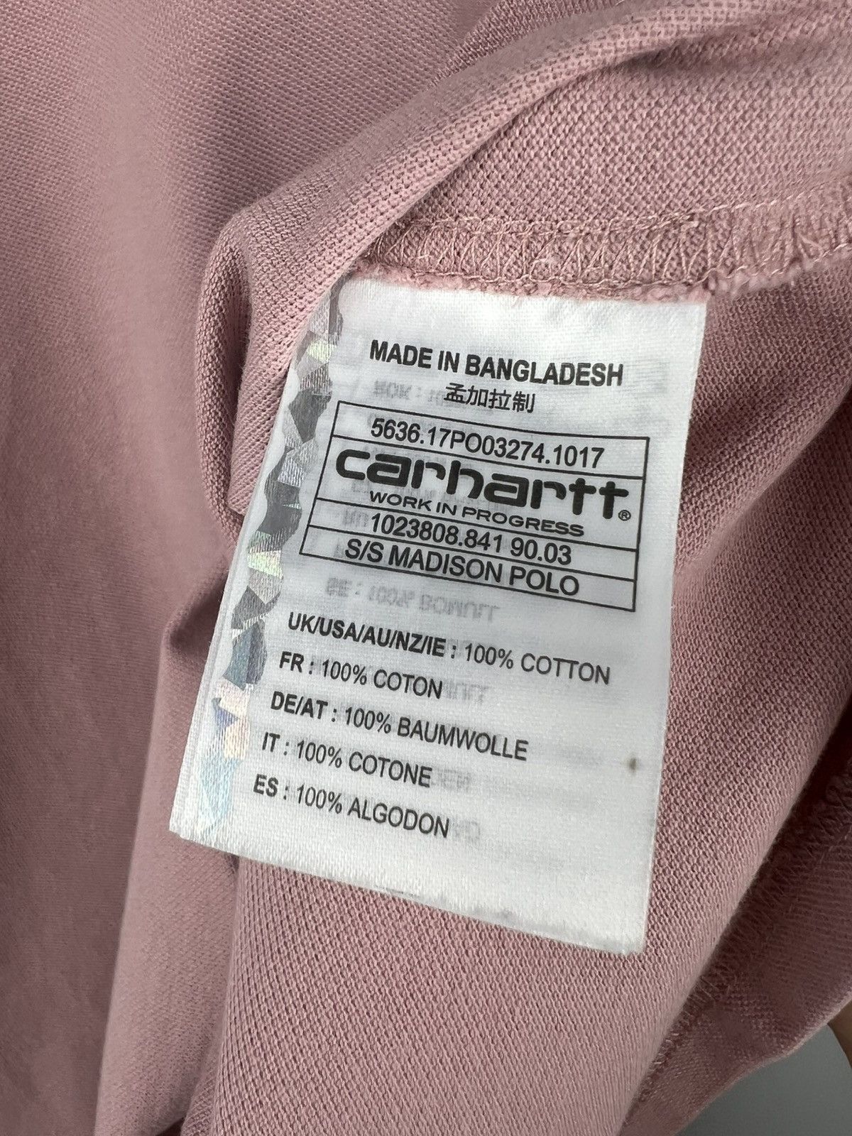 Carhartt × Carhartt Wip Carhartt Classic Pink Polo T shirt Small Logo Size US L / EU 52-54 / 3 - 8 Thumbnail