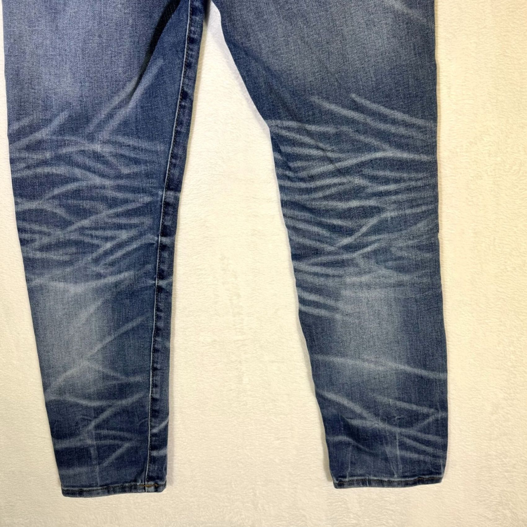American Eagle Outfitters American Eagle Jeans Women’s 29 × 30 Blue Denim Stretch Skinny Whiskered Excellent Size 29" - 6 Thumbnail