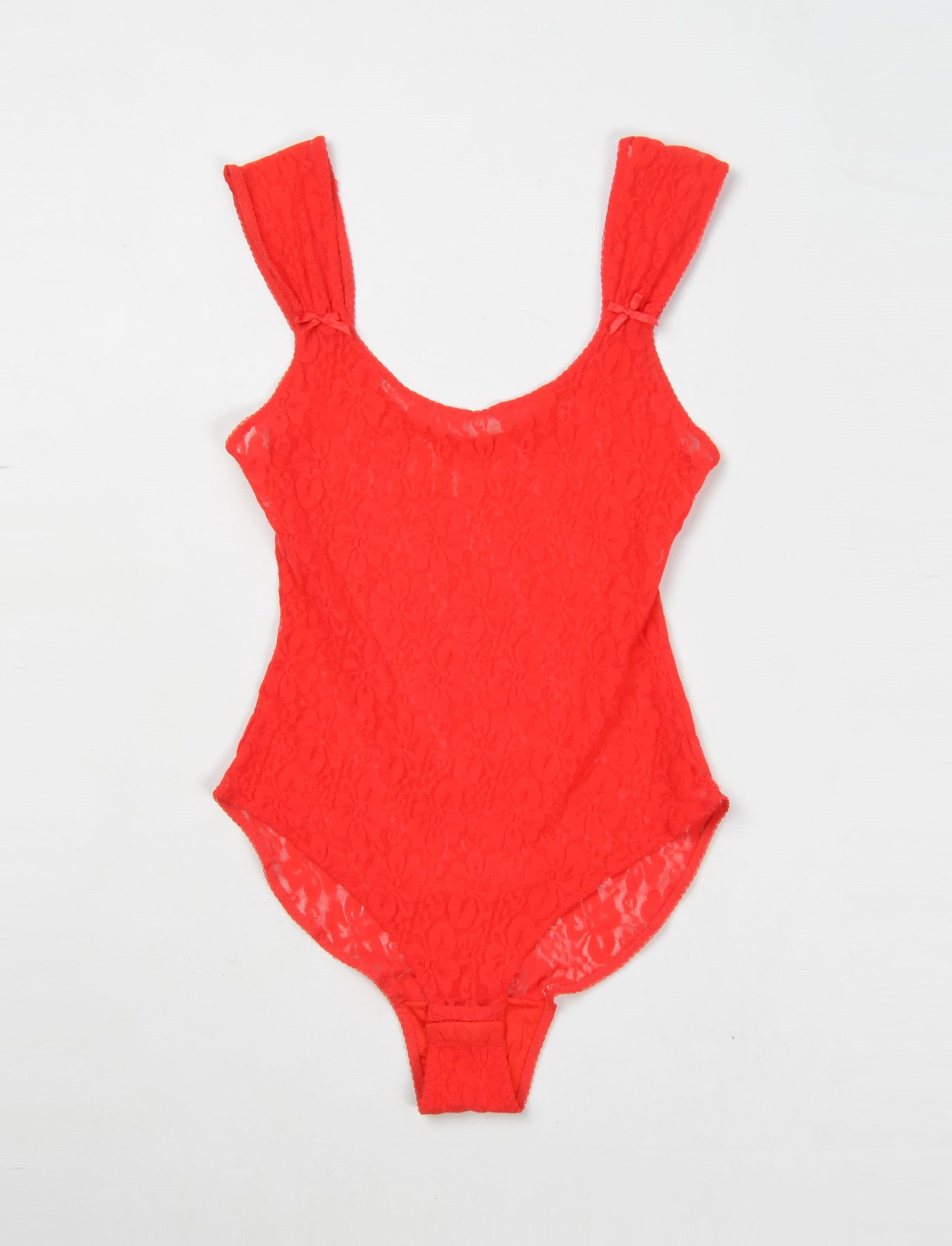 Vintage Vintage Roberta 90's Coquette Lace Red Bodysuit Size ONE SIZE - 4 Thumbnail