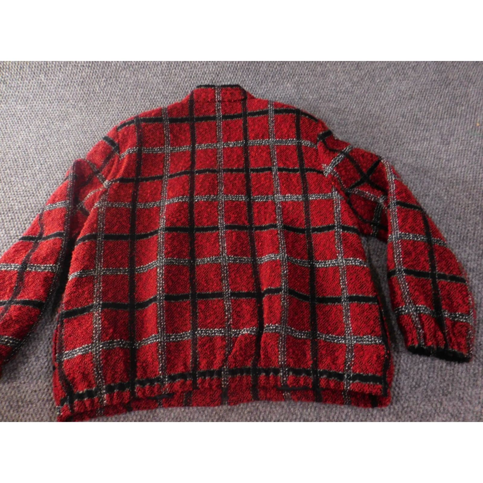 Vintage Alfred Dunner Jacket 14 Red Womens Plaid Zip Fuzzy Designer - Basic Jacket, Lightweight, Long Sleeve, Mid-Length, polyester, Dry Clean Only Size XL / US 12-14 / IT 48-50 - 7 Thumbnail
