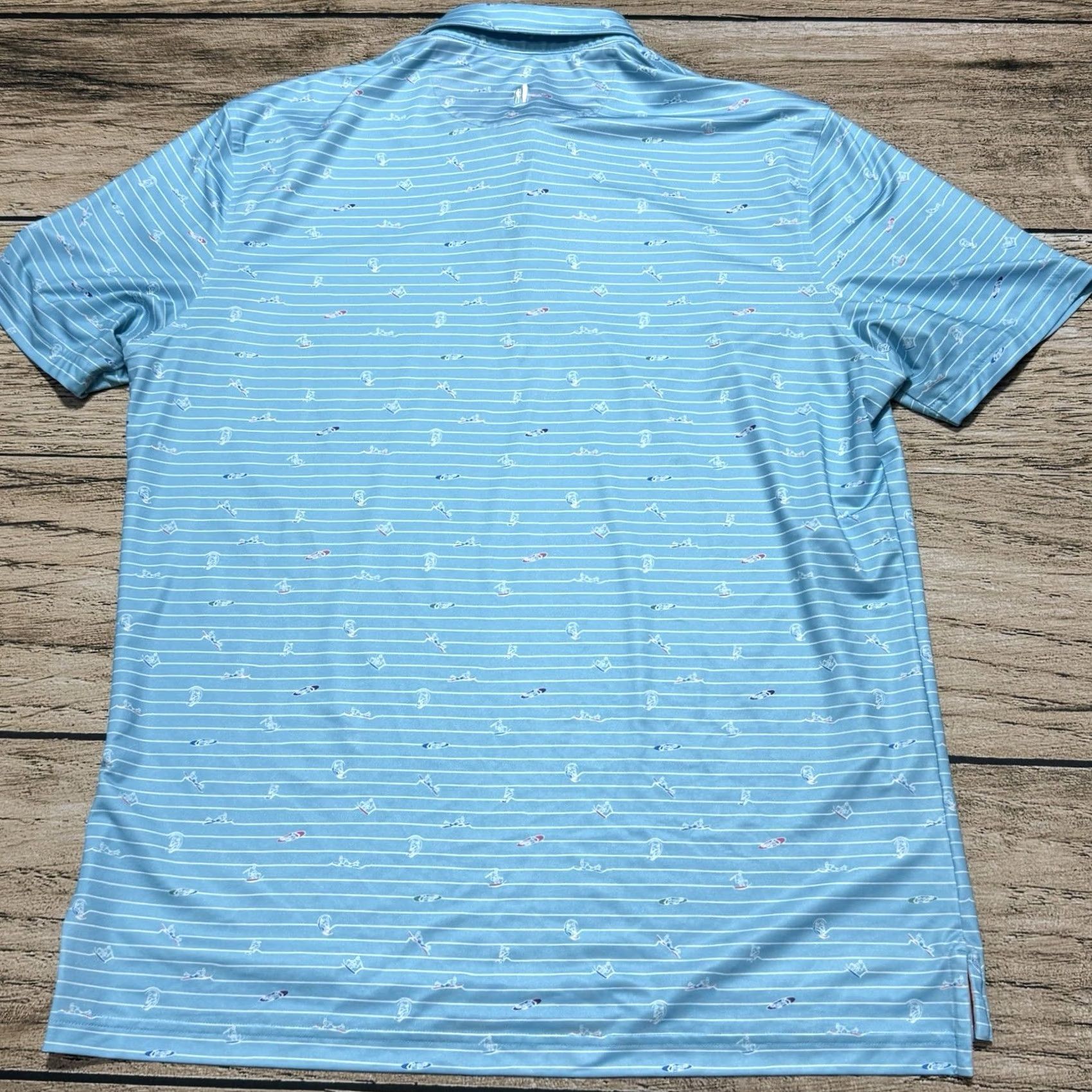 johnnie-O johnnie-O Polo Shirt Mens L Blue Surfing AOP Performance Lightweight Breathable Size US L / EU 52-54 / 3 - 5 Thumbnail