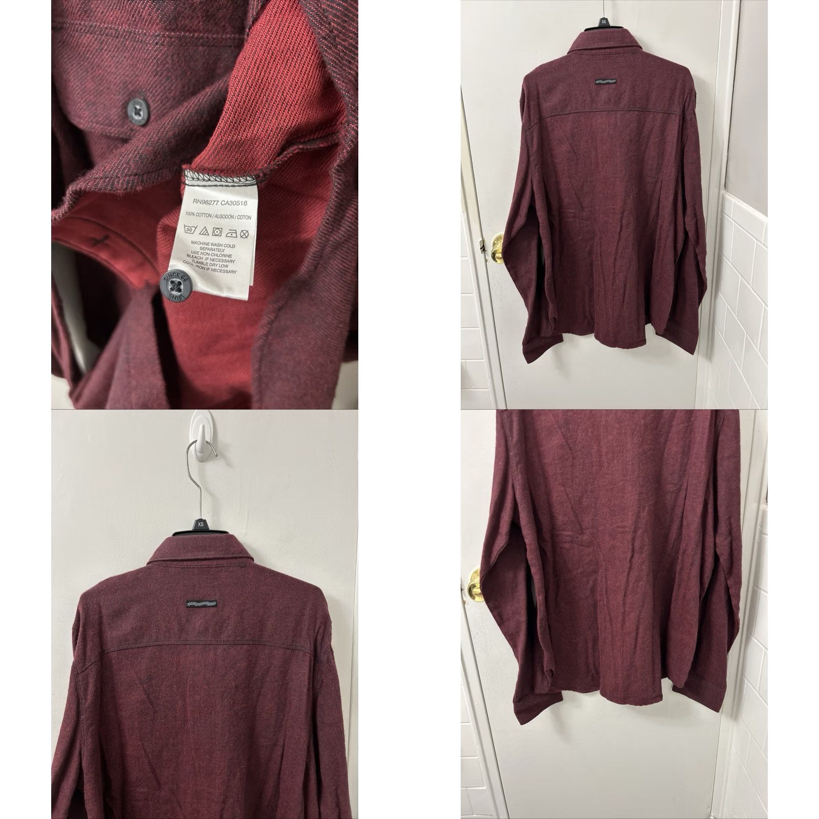 Vans VANS Shirt Mens M Red Burgundy Flannel Long Sleeve Button Down Logo Chest Pocket Outdoor Army 90s Style Mens Size US M / EU 48-50 / 2 - 8 Thumbnail