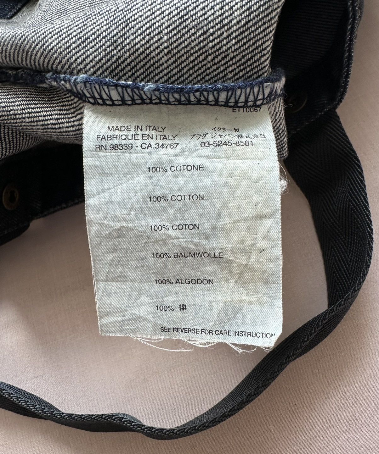Prada Prada red tab 00s denim shopper tote bag Size ONE SIZE - 5 Thumbnail
