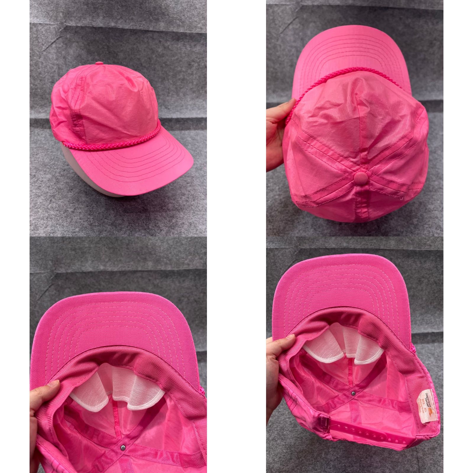 Vintage Designer Award Headwear Hat Snap Back Adult One Size Pink High Visibility Nylon Hiking Running Size ONE SIZE - 8 Thumbnail