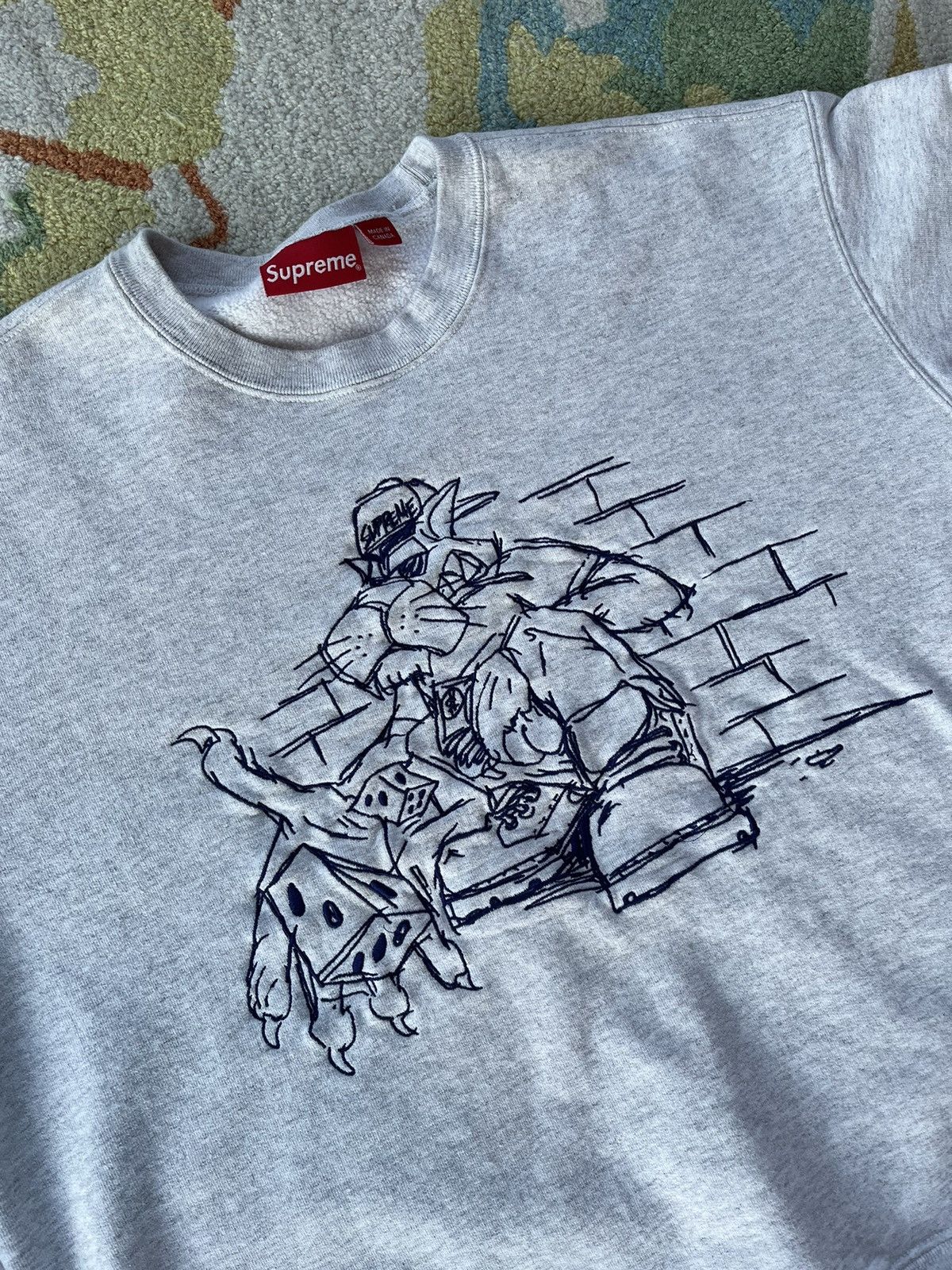 image of Supreme Dice Crewneck Fw21 Grey in Ash Grey, Men's (Size Medium)