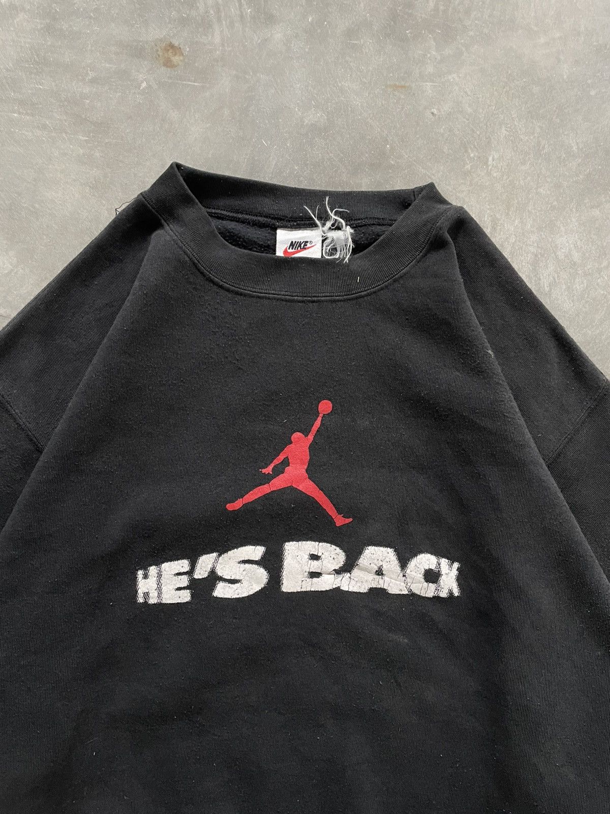 Nike Vintage Nike Jordan He’s Back Printed Sweatshirts Black Size US XL / EU 56 / 4 - 4 Thumbnail