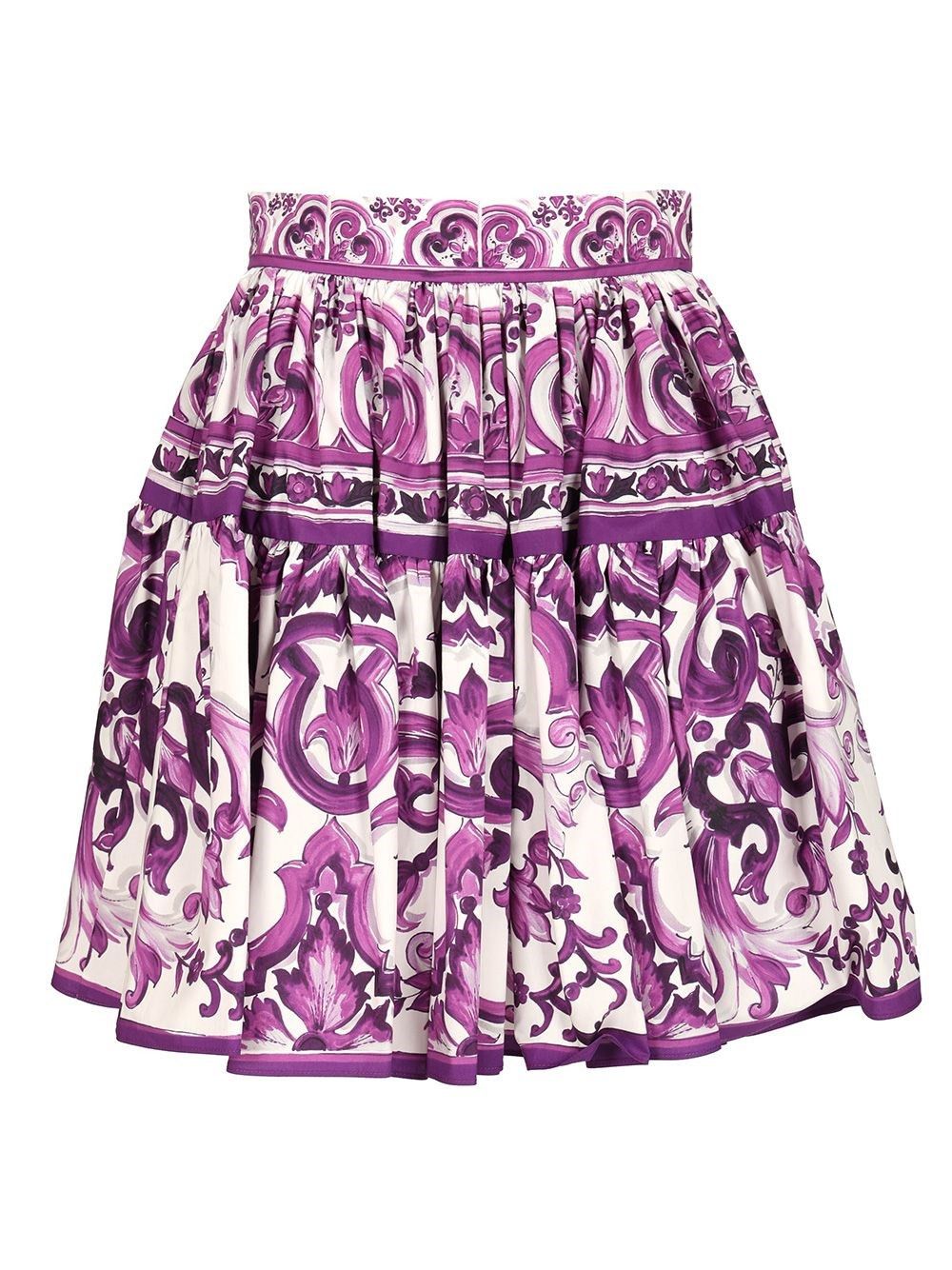Dolce & Gabbana Maiolica print poplin mini skirt Size 28" / US 6 / IT 42 - 1 Thumbnail