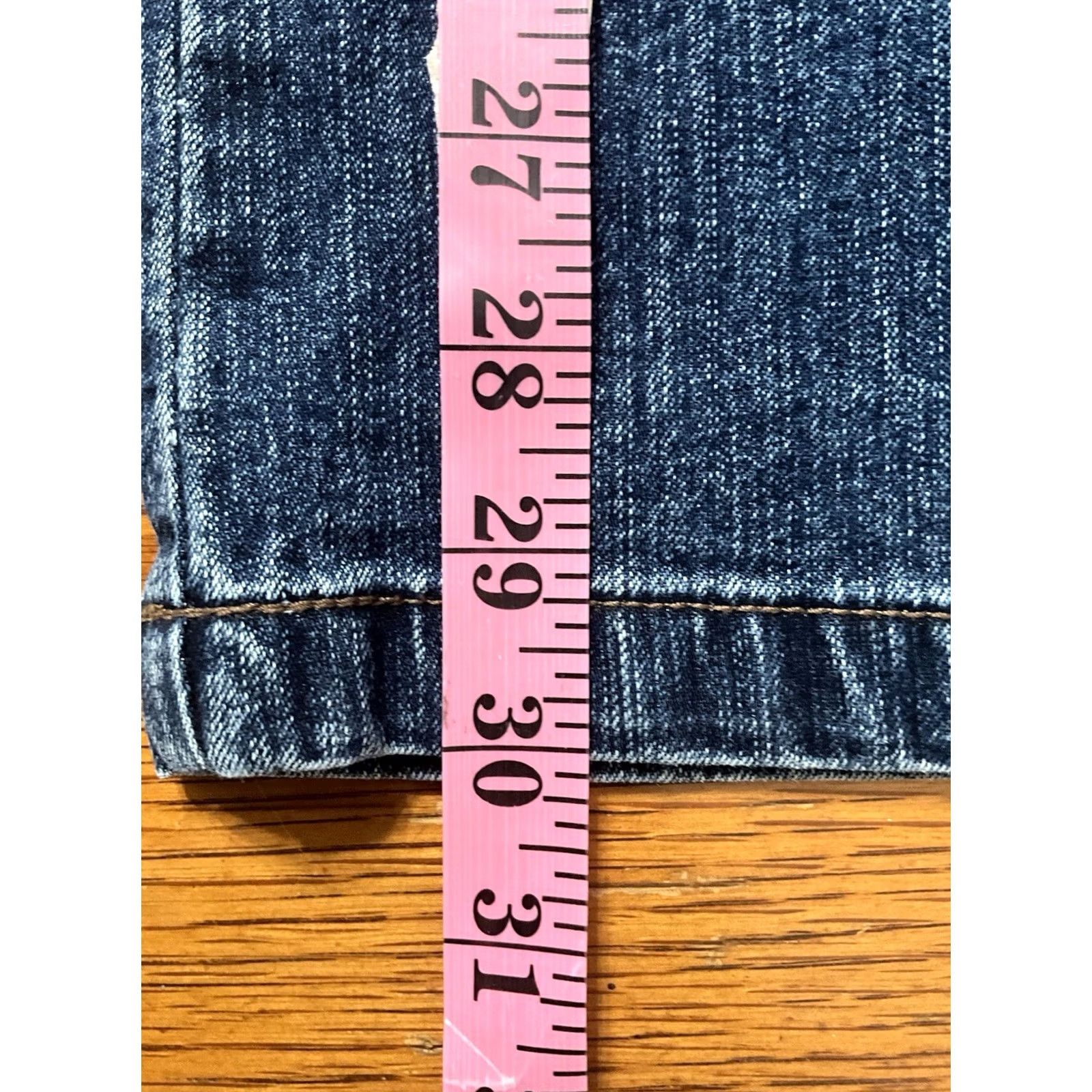 Denime Westport Jeans Womens Size 10 Blue Straight Jeans 5-Pocket Denim Studded Rhinestone Casual Shaping Stretch Regular Rise Mid Size 32" / US 10 / IT 46 - 5 Thumbnail