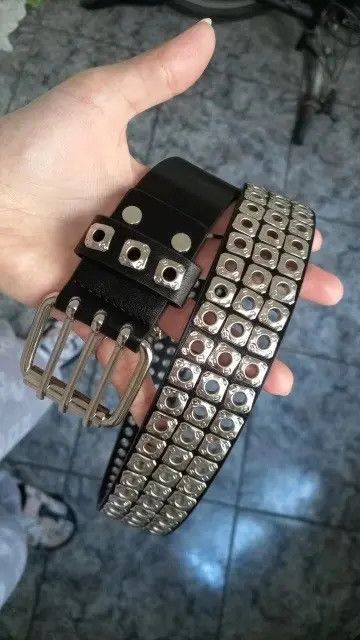 Leather Retro Square Rivet PU Leather Belt Size ONE SIZE - 6 Thumbnail