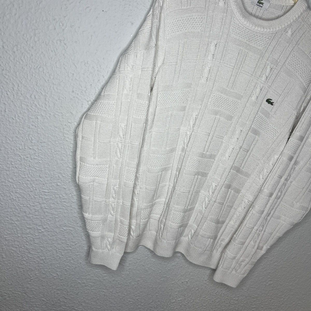 Lacoste Vintage Lacoste Knitwear Sweater Jumper White Logo Cable Size US M / EU 48-50 / 2 - 2 Thumbnail
