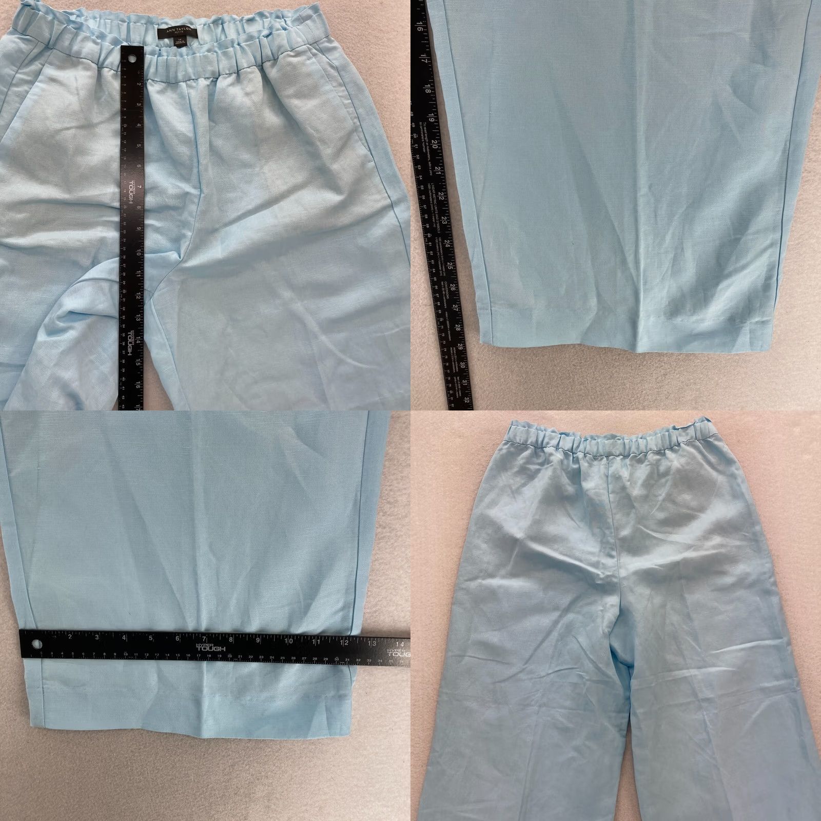 Ann Taylor Ann Taylor Pull On Wide Leg Crop Pants Women's Large Petite Blue Linen Beachy Size 24" / US 00 / IT 34 - 8 Thumbnail