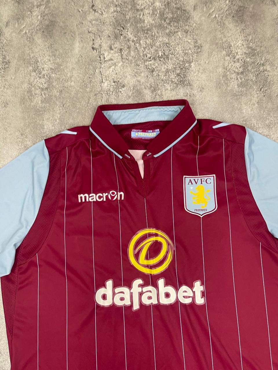 Macron Macron Men Home Football Shirt Jersey Claret Blue Striped Size US XXL / EU 58 / 5 - 2 Thumbnail
